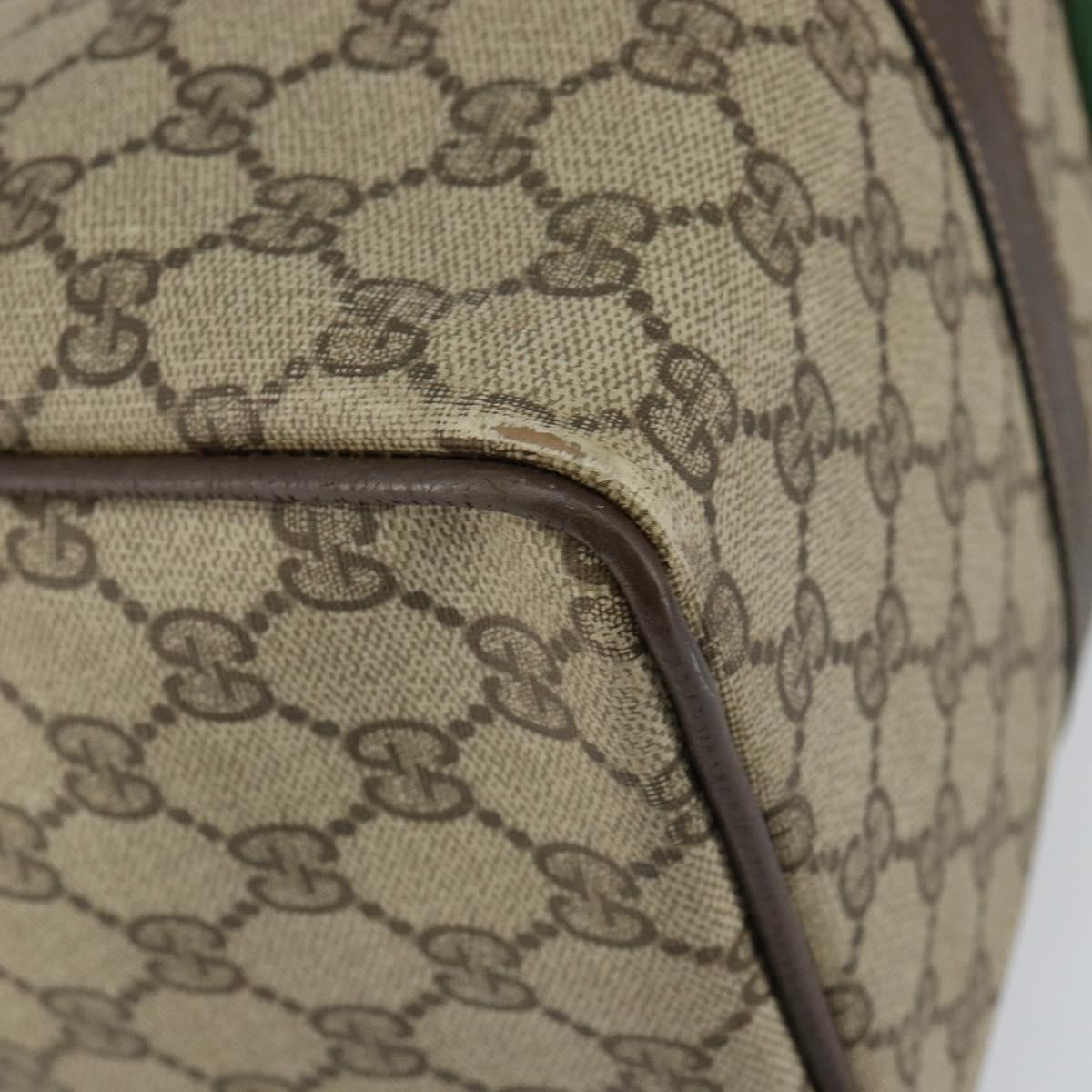 GUCCI GG Supreme Web Sherry Line Boston Bag PVC Beige Gold 58 02 007 Auth 156029