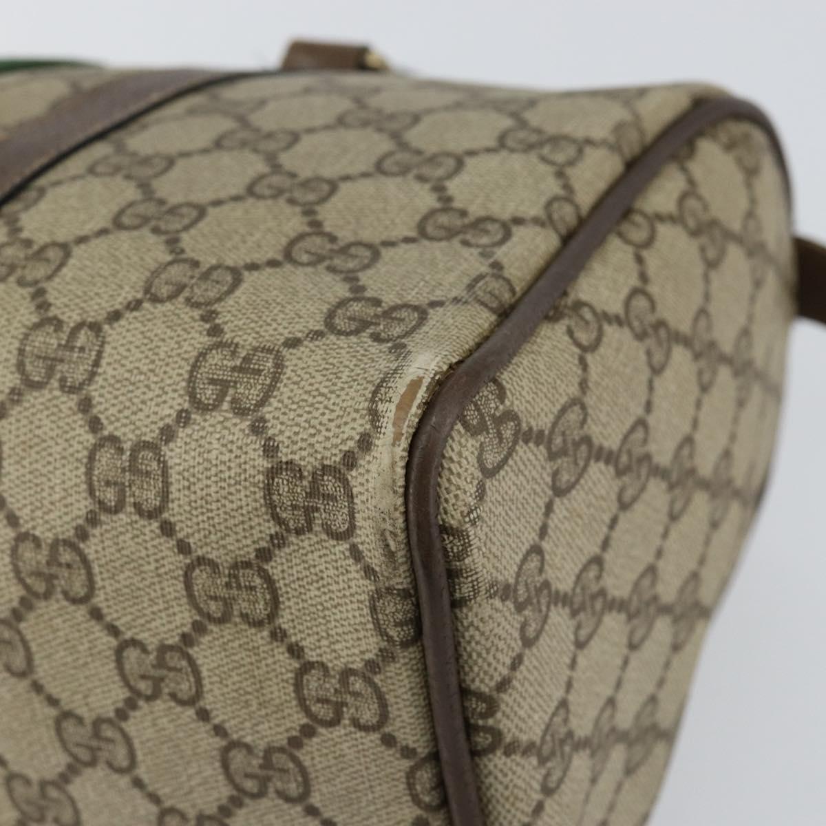 GUCCI GG Supreme Web Sherry Line Boston Bag PVC Beige Gold 58 02 007 Auth 156029