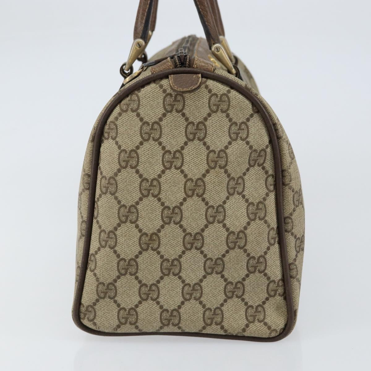 GUCCI GG Supreme Web Sherry Line Boston Bag PVC Beige Gold 58 02 007 Auth 156029