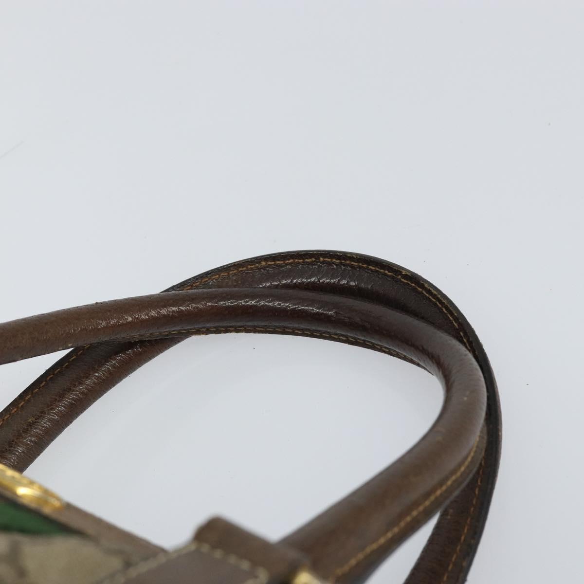 GUCCI GG Supreme Web Sherry Line Boston Bag PVC Beige Gold 58 02 007 Auth 156029