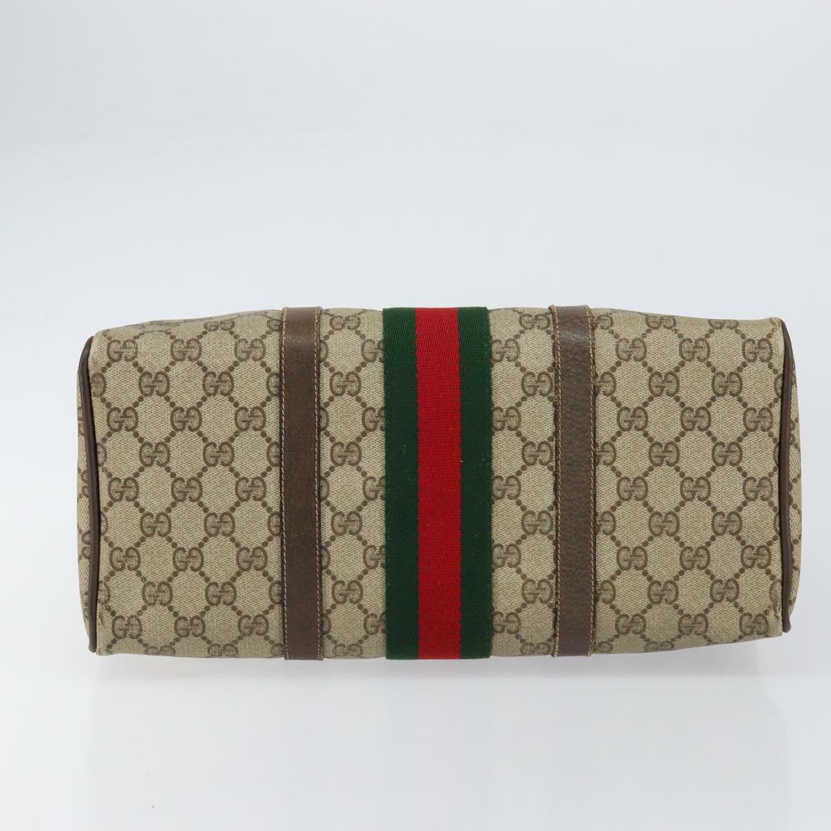 GUCCI GG Supreme Web Sherry Line Boston Bag PVC Beige Gold 58 02 007 Auth 156029