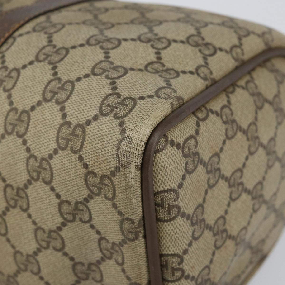 GUCCI GG Supreme Web Sherry Line Boston Bag PVC Beige Gold Auth 156030