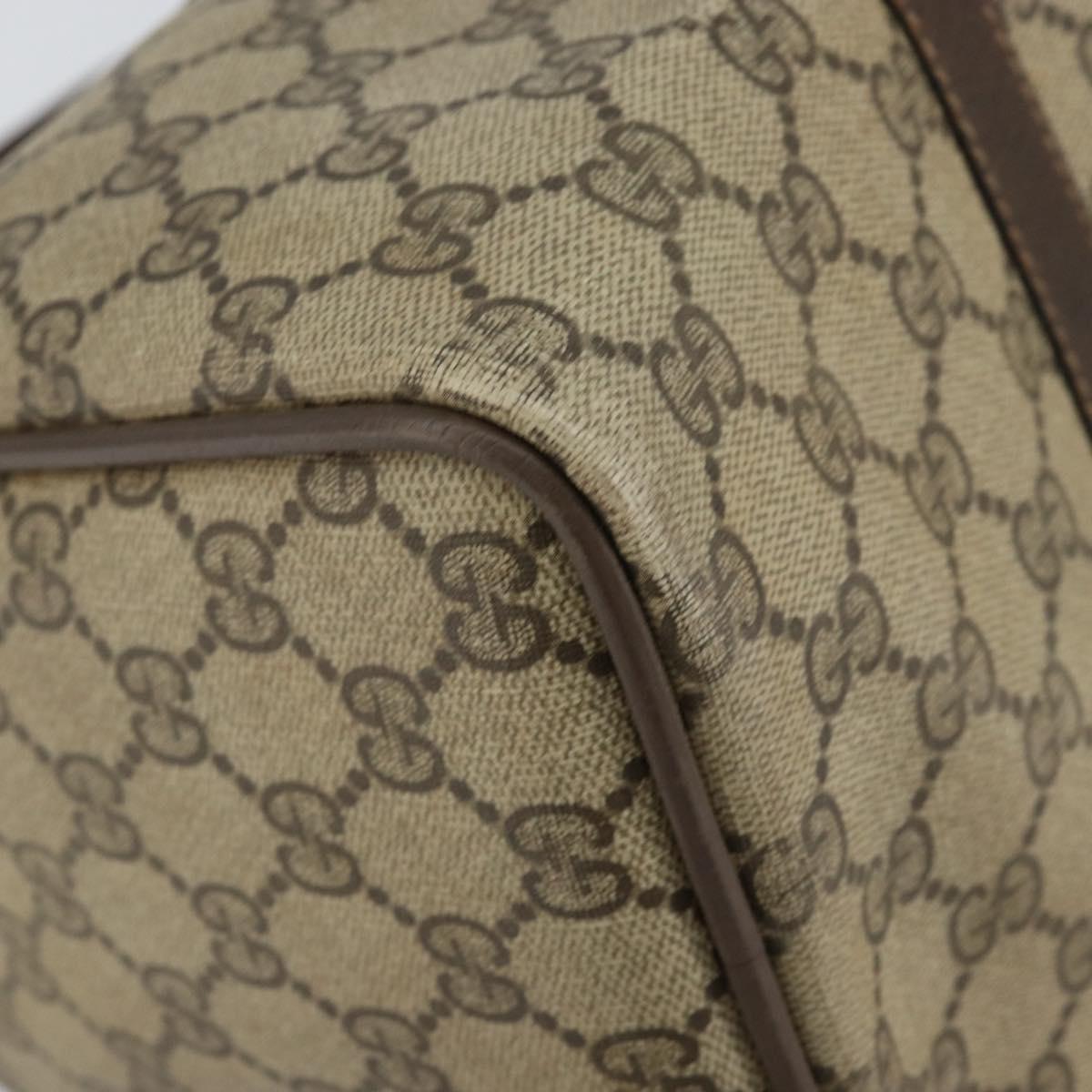 GUCCI GG Supreme Web Sherry Line Boston Bag PVC Beige Gold Auth 156030