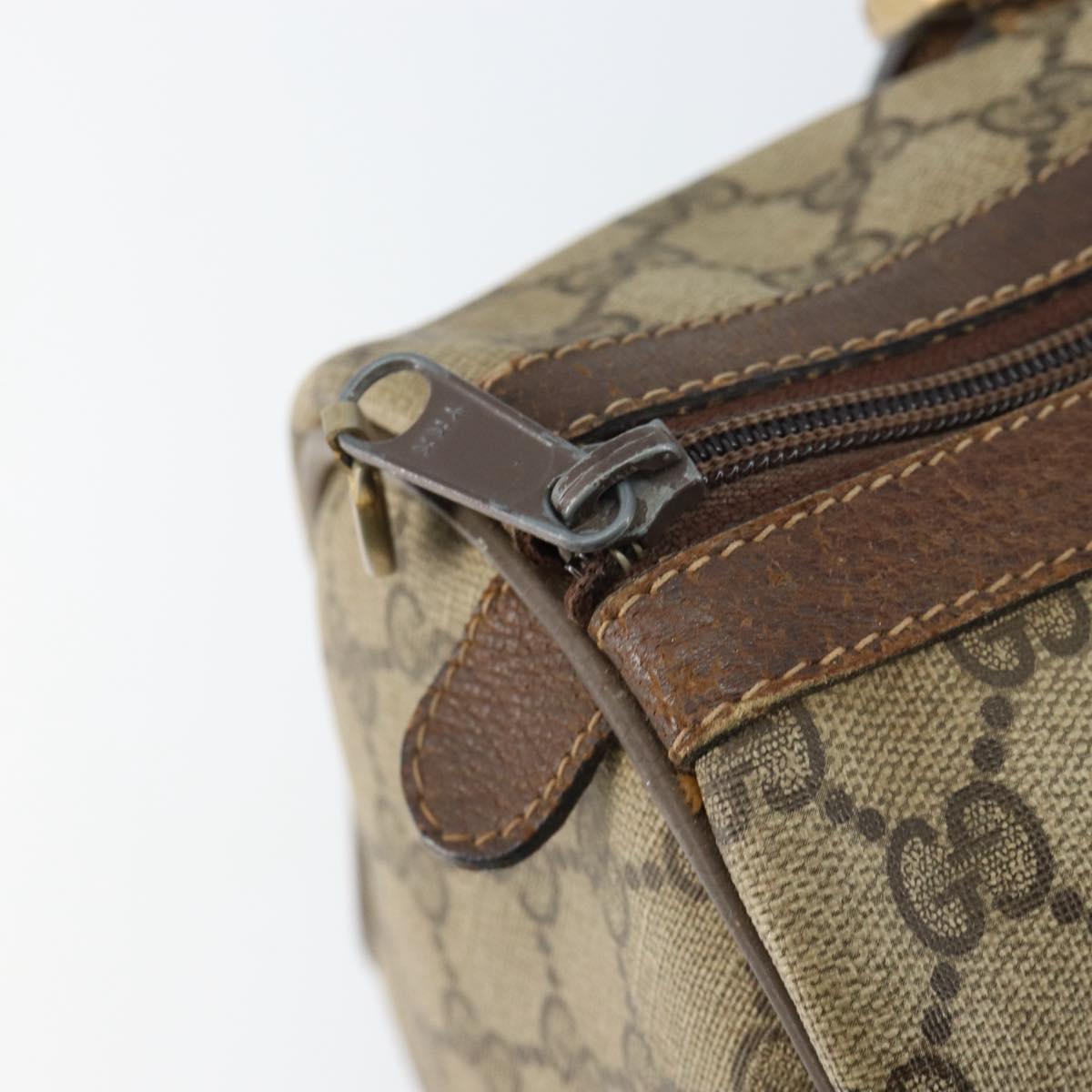 GUCCI GG Supreme Web Sherry Line Boston Bag PVC Beige Gold Auth 156030