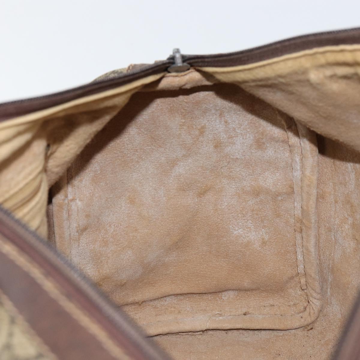 GUCCI GG Supreme Web Sherry Line Boston Bag PVC Beige Gold Auth 156030