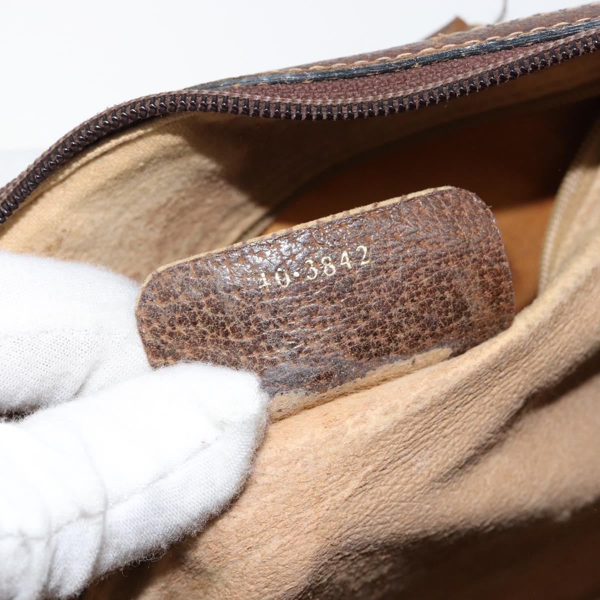 GUCCI GG Supreme Web Sherry Line Boston Bag PVC Beige Gold Auth 156030