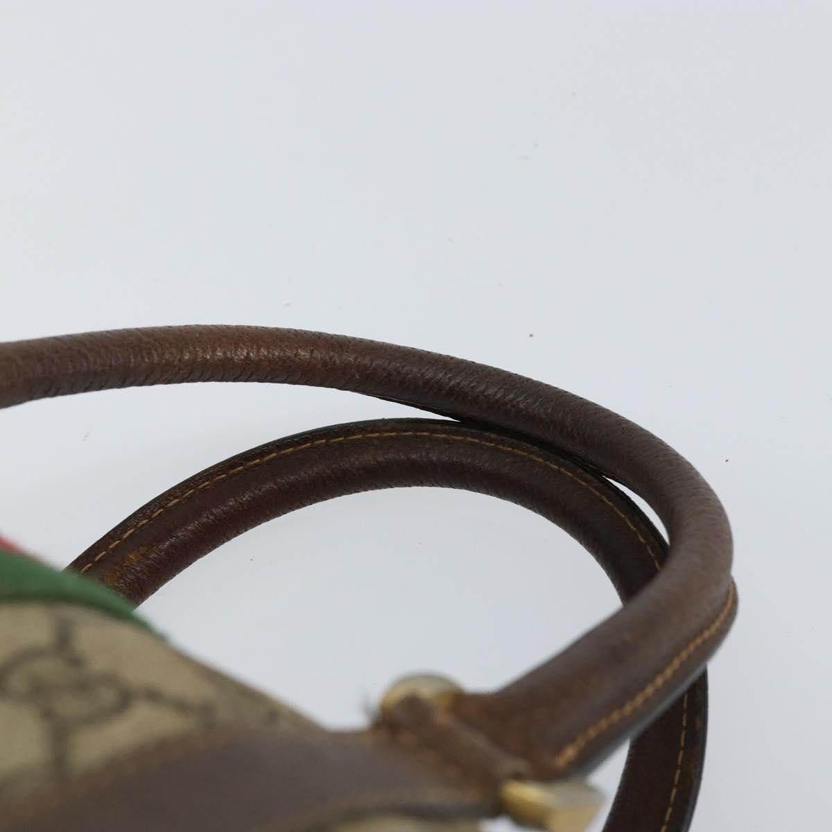 GUCCI GG Supreme Web Sherry Line Boston Bag PVC Beige Gold Auth 156030