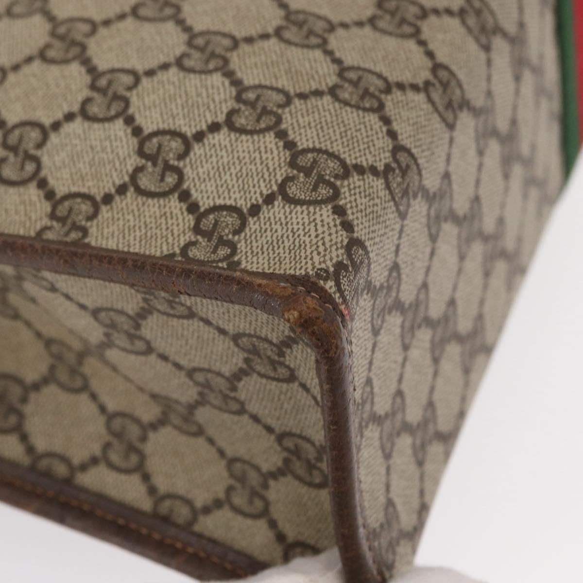 GUCCI GG Supreme Web Sherry Line Hand Bag PVC Beige Gold 010 378 Auth 156033