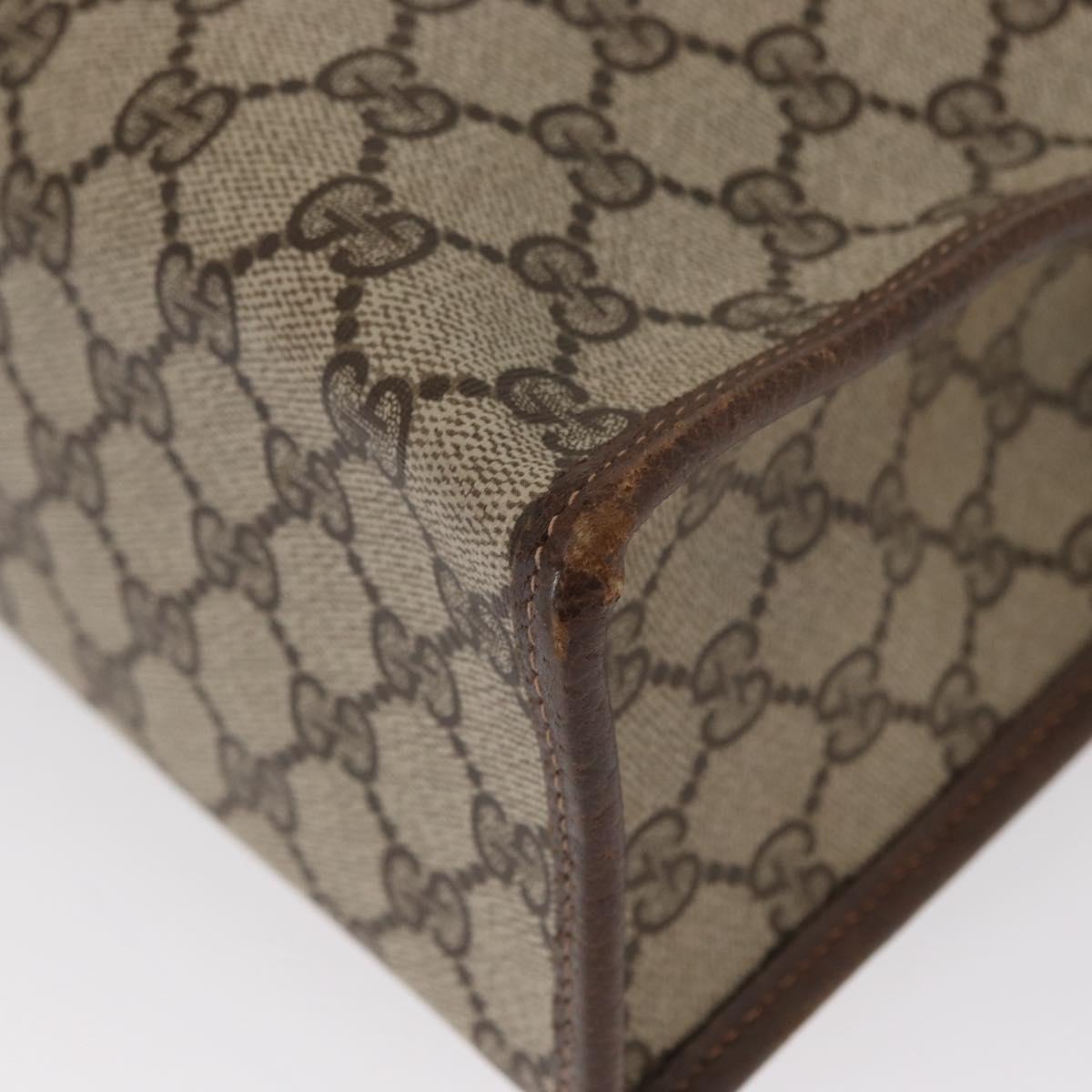 GUCCI GG Supreme Web Sherry Line Hand Bag PVC Beige Gold 010 378 Auth 156033