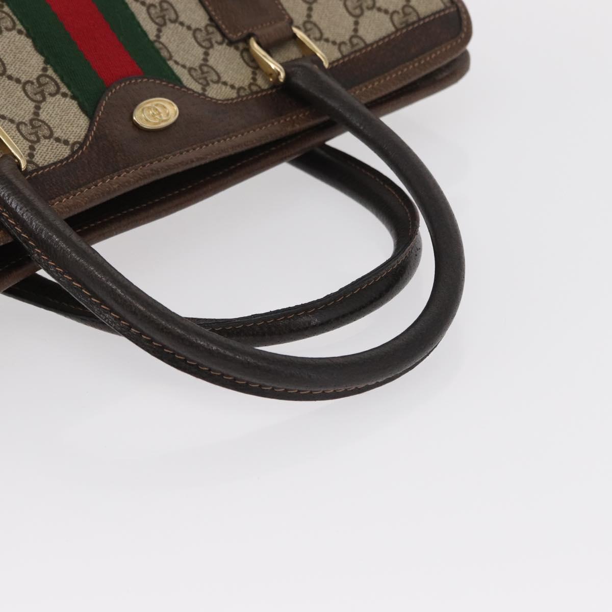 GUCCI GG Supreme Web Sherry Line Hand Bag PVC Beige Gold 010 378 Auth 156033