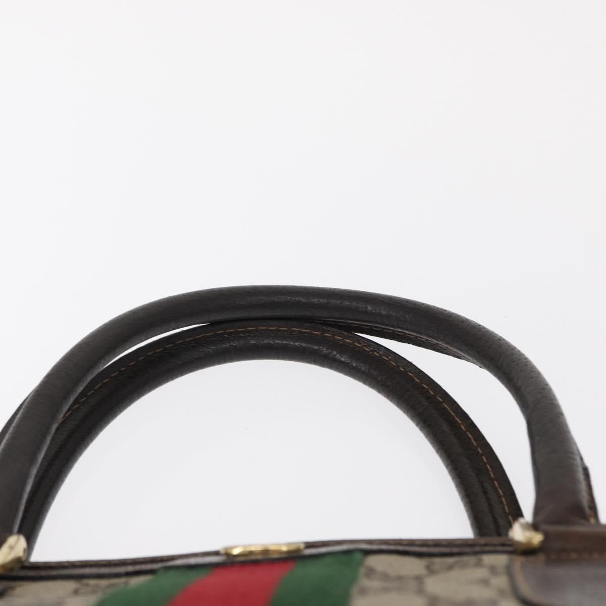 GUCCI GG Supreme Web Sherry Line Hand Bag PVC Beige Gold 010 378 Auth 156033