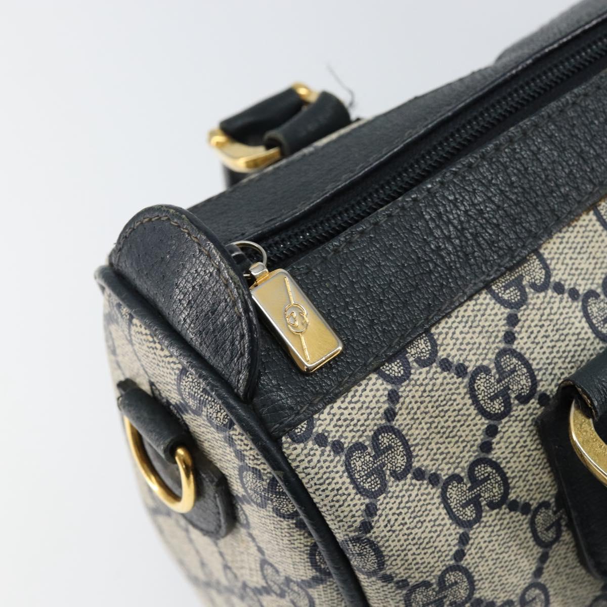 GUCCI GG Supreme Sherry Line Boston Bag PVC Navy Gold 002 39 0069 Auth 156034
