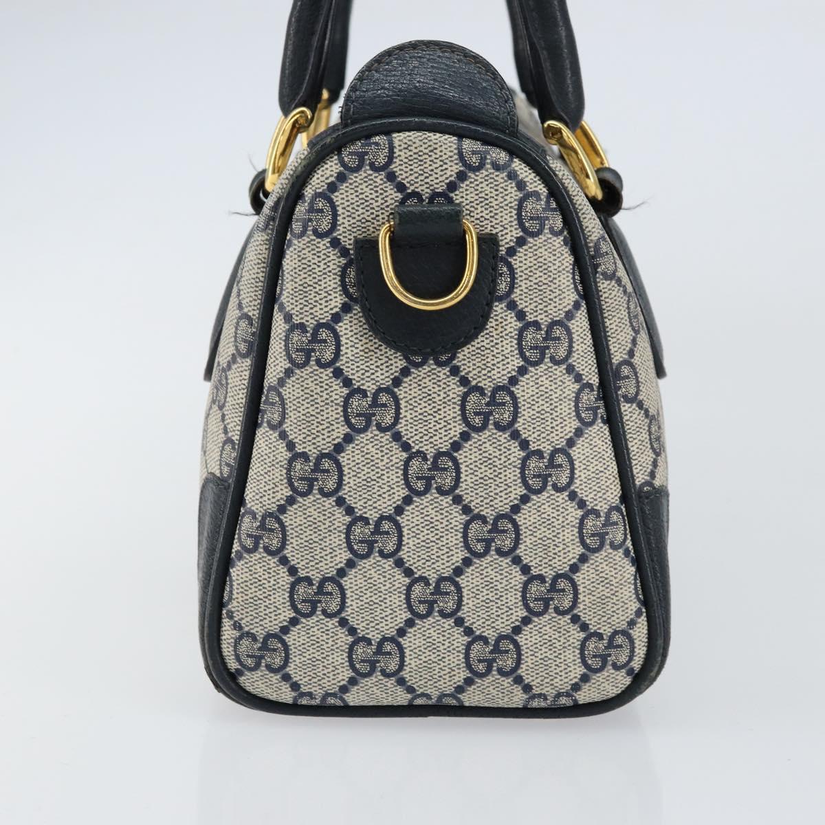 GUCCI GG Supreme Sherry Line Boston Bag PVC Navy Gold 002 39 0069 Auth 156034