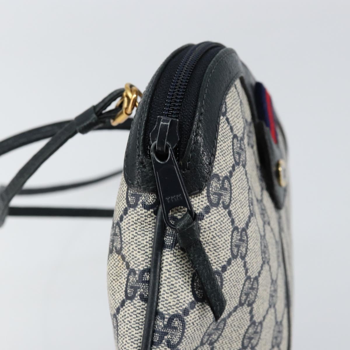 GUCCI GG Supreme Sherry Line Shoulder Bag PVC Red Navy Auth 156035