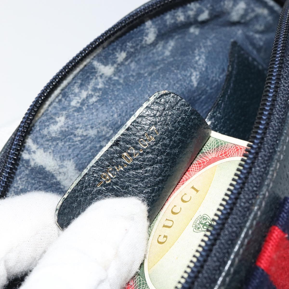 GUCCI GG Supreme Sherry Line Shoulder Bag PVC Red Navy Auth 156035