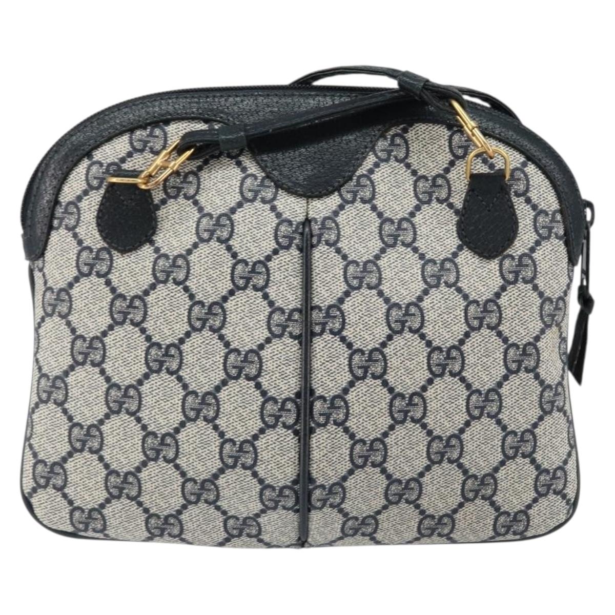 GUCCI GG Supreme Sherry Line Shoulder Bag PVC Red Navy Auth 156035