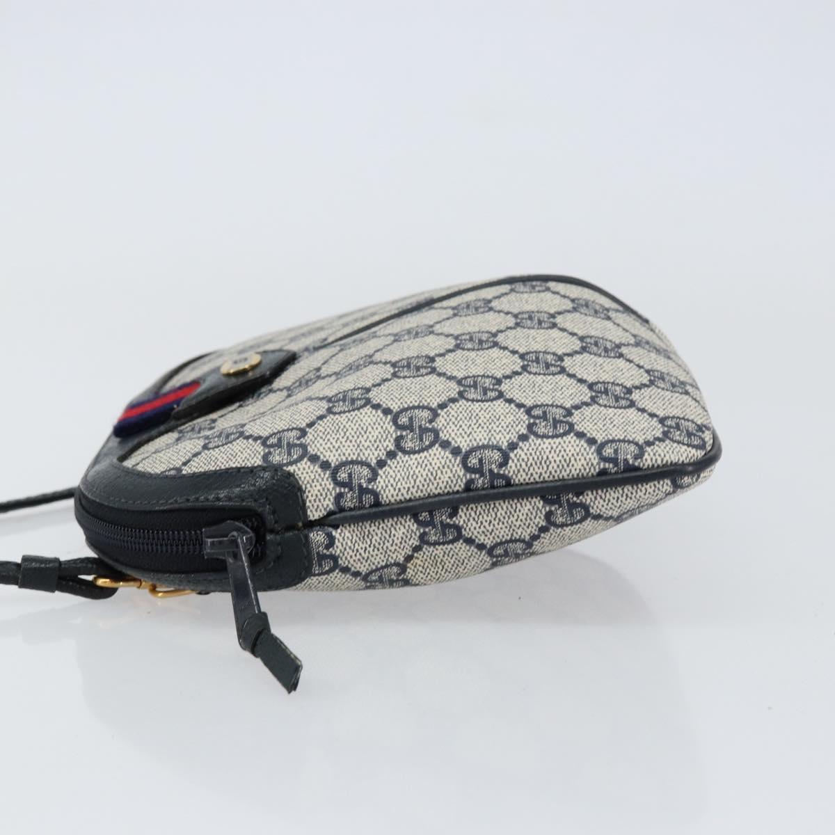 GUCCI GG Supreme Sherry Line Shoulder Bag PVC Red Navy Auth 156035