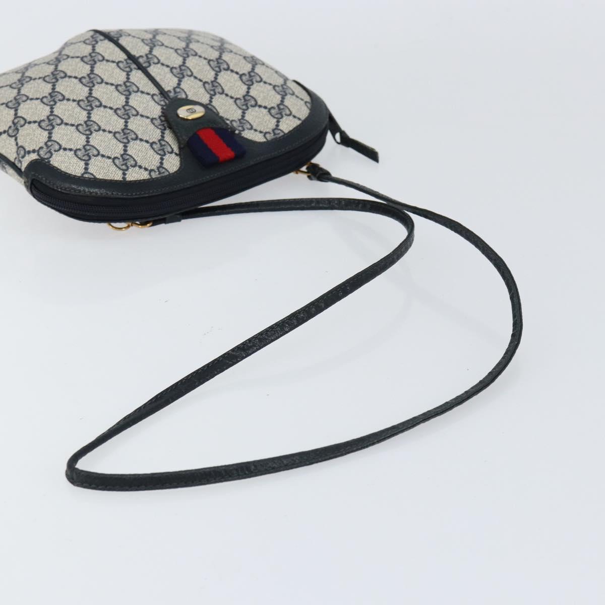 GUCCI GG Supreme Sherry Line Shoulder Bag PVC Red Navy Auth 156035