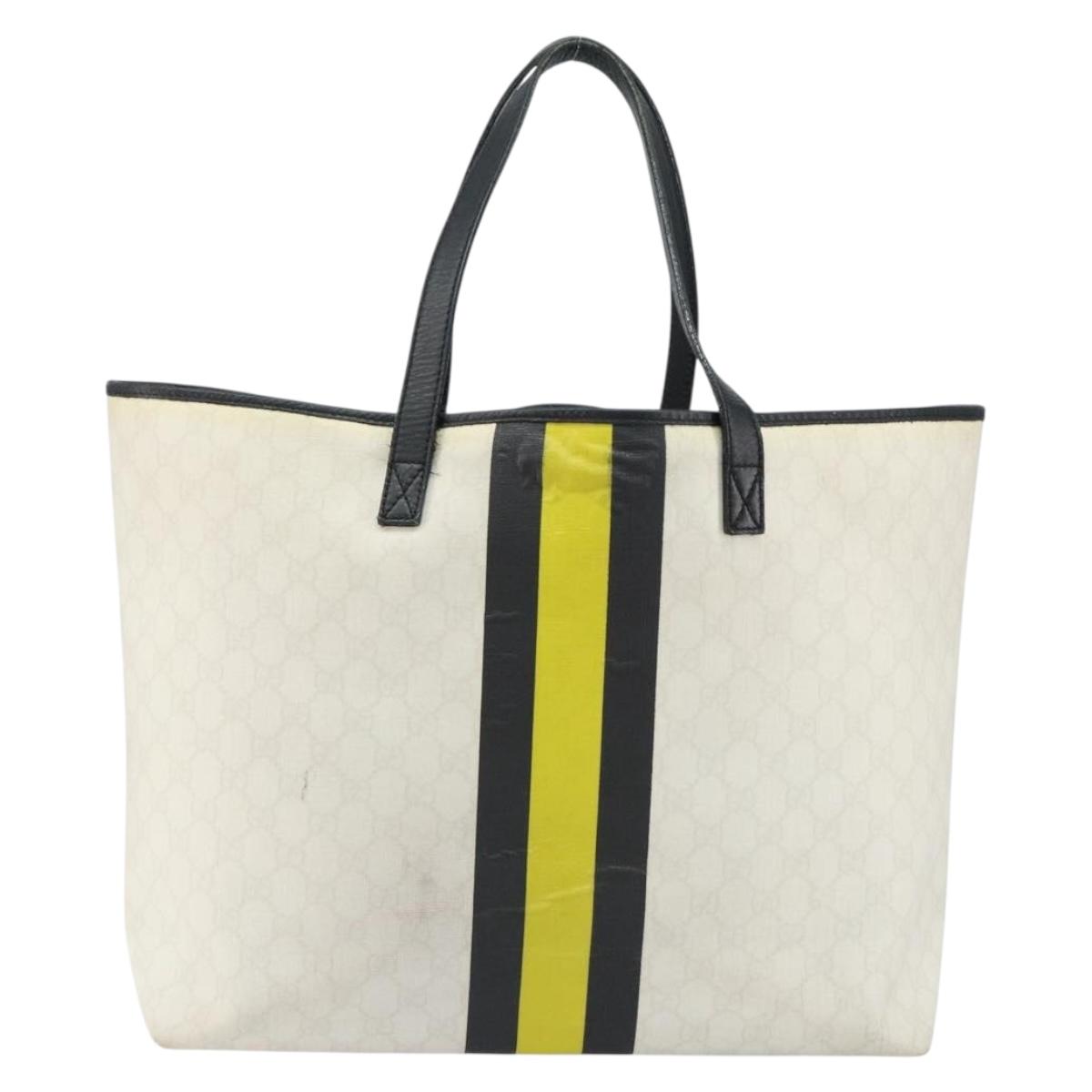 GUCCI GG Supreme Tote Bag PVC Leather Outlet White 257245 Auth 156037