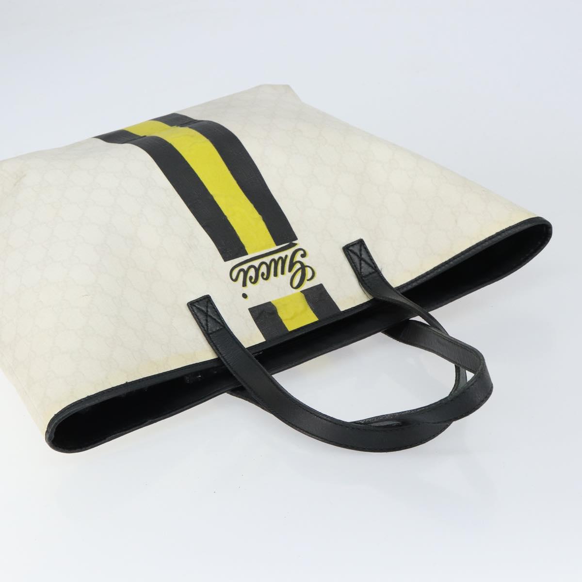 GUCCI GG Supreme Tote Bag PVC Leather Outlet White 257245 Auth 156037