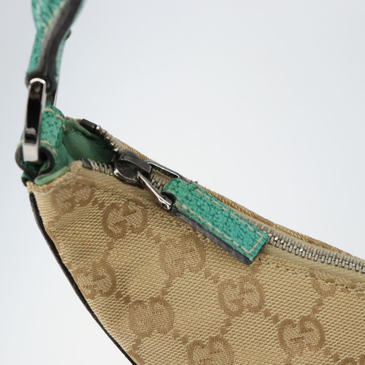 GUCCI GG Canvas Shoulder Bag Beige Silver 134357 Auth 156040