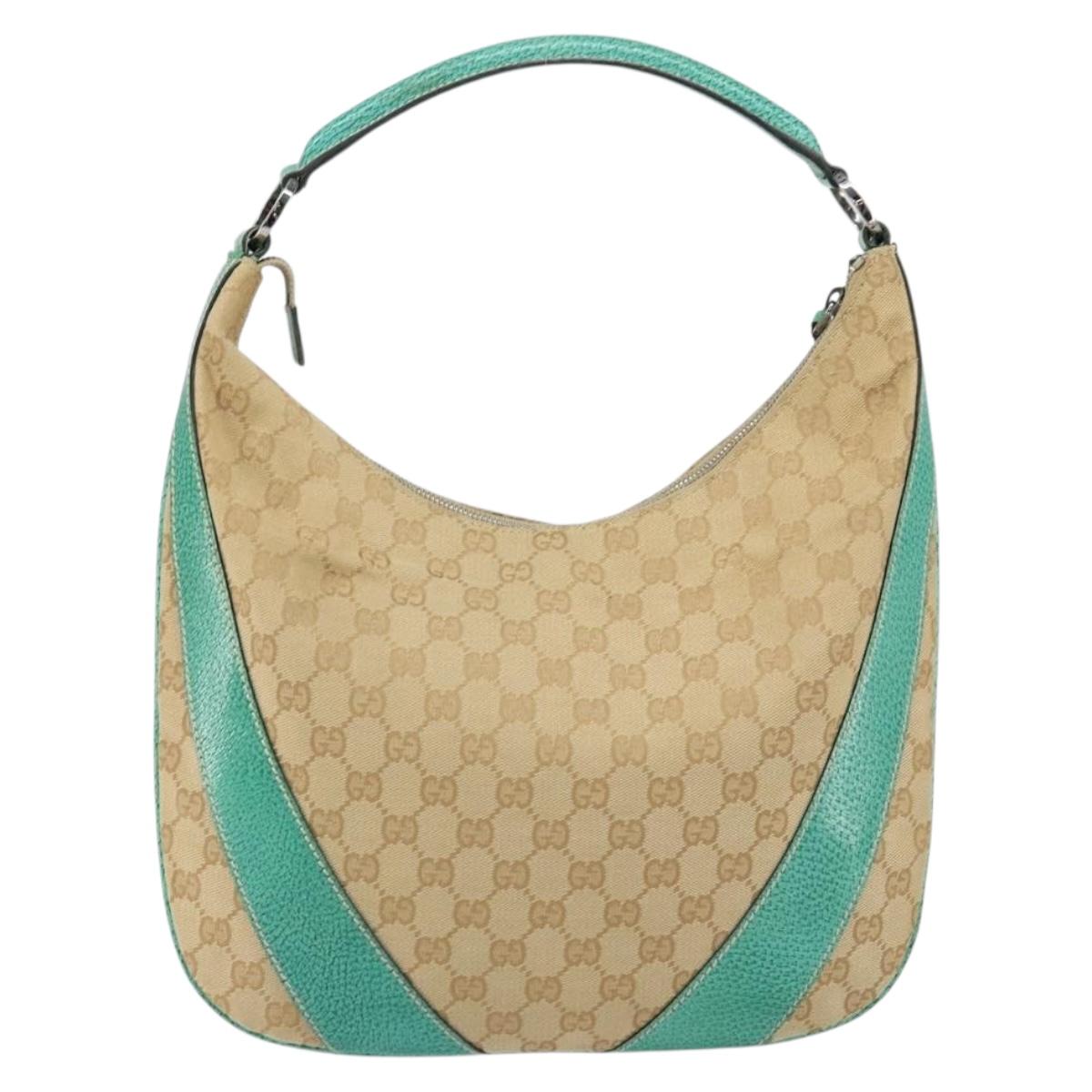 GUCCI GG Canvas Shoulder Bag Beige Silver 134357 Auth 156040