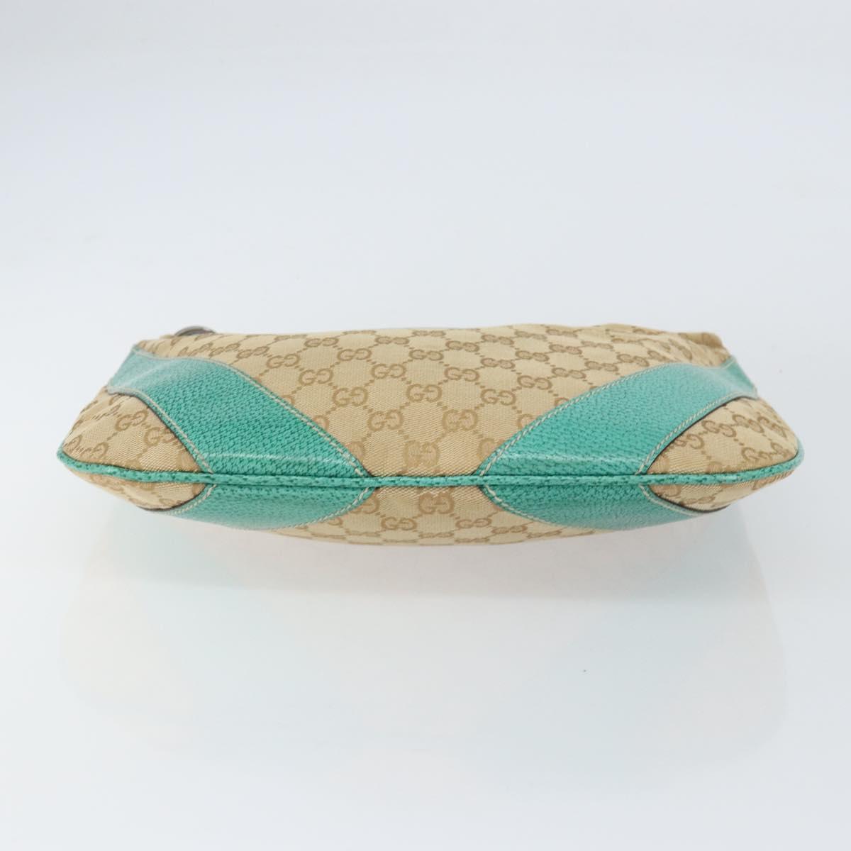 GUCCI GG Canvas Shoulder Bag Beige Silver 134357 Auth 156040