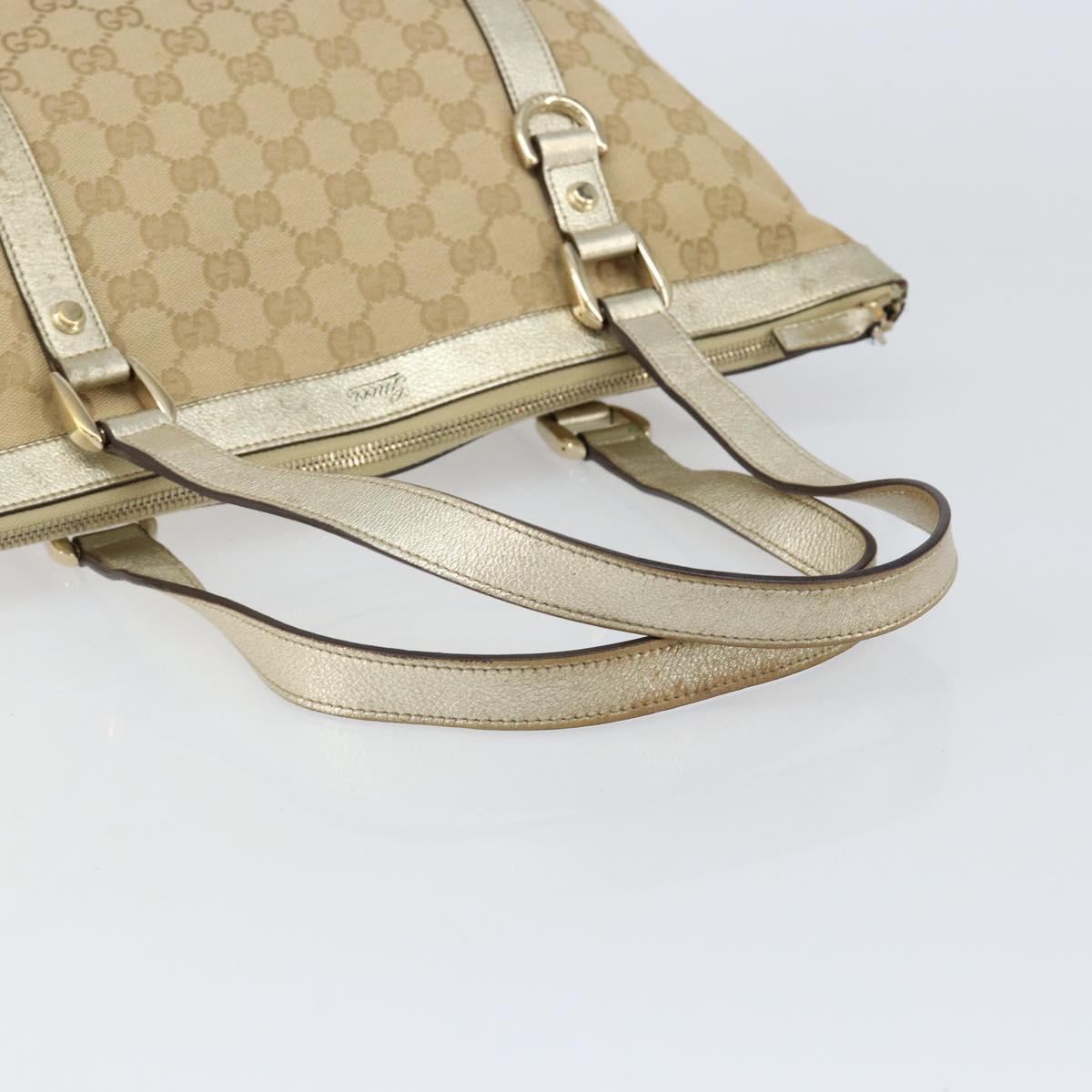GUCCI GG Canvas Abbey Tote Bag Beige Gold 141470 Auth 156041