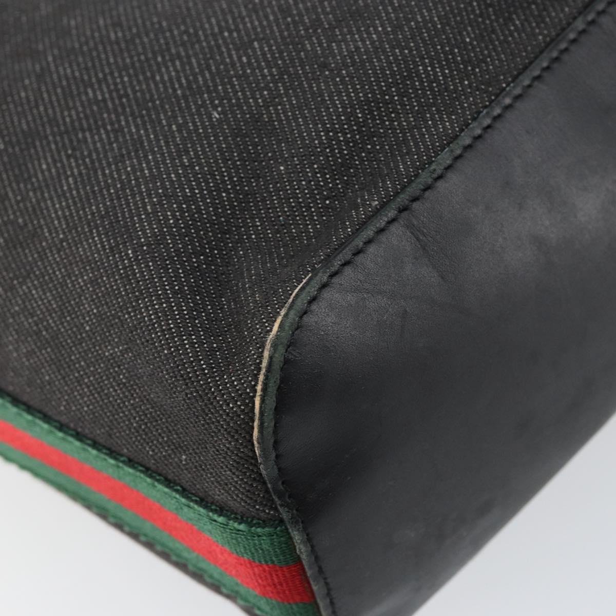 GUCCI Web Sherry Line Shoulder Bag Canvas Black Red Green 01234 Auth 156045
