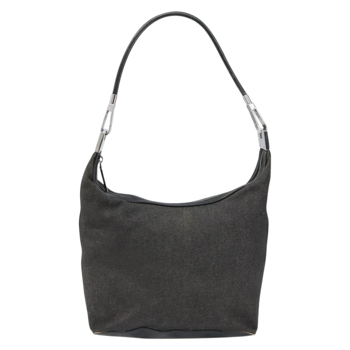 GUCCI Web Sherry Line Shoulder Bag Canvas Black Red Green 01234 Auth 156045