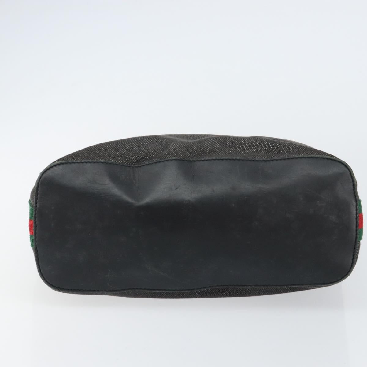 GUCCI Web Sherry Line Shoulder Bag Canvas Black Red Green 01234 Auth 156045