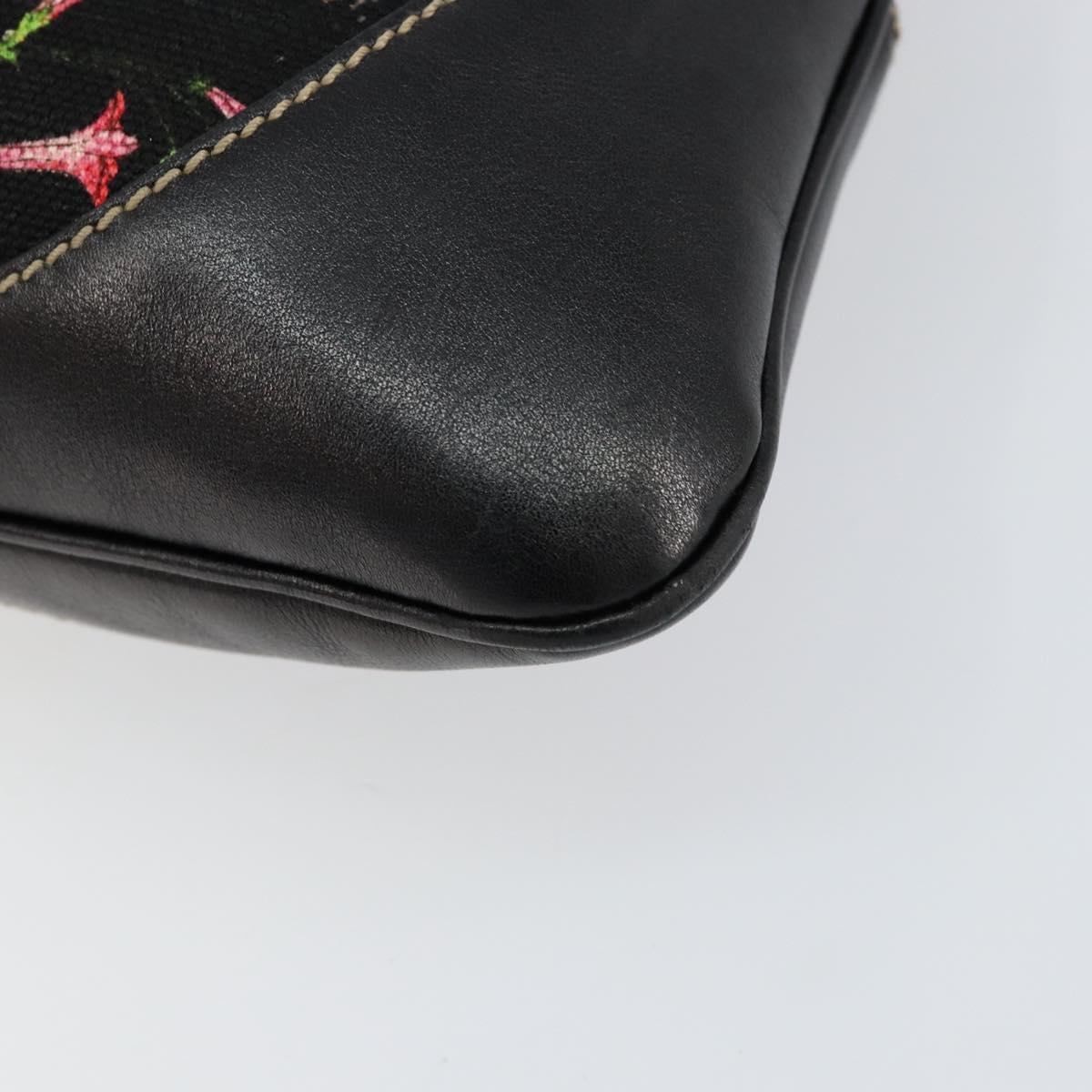 GUCCI Flora Shoulder Bag Canvas Black Gold 153029 Auth 156047