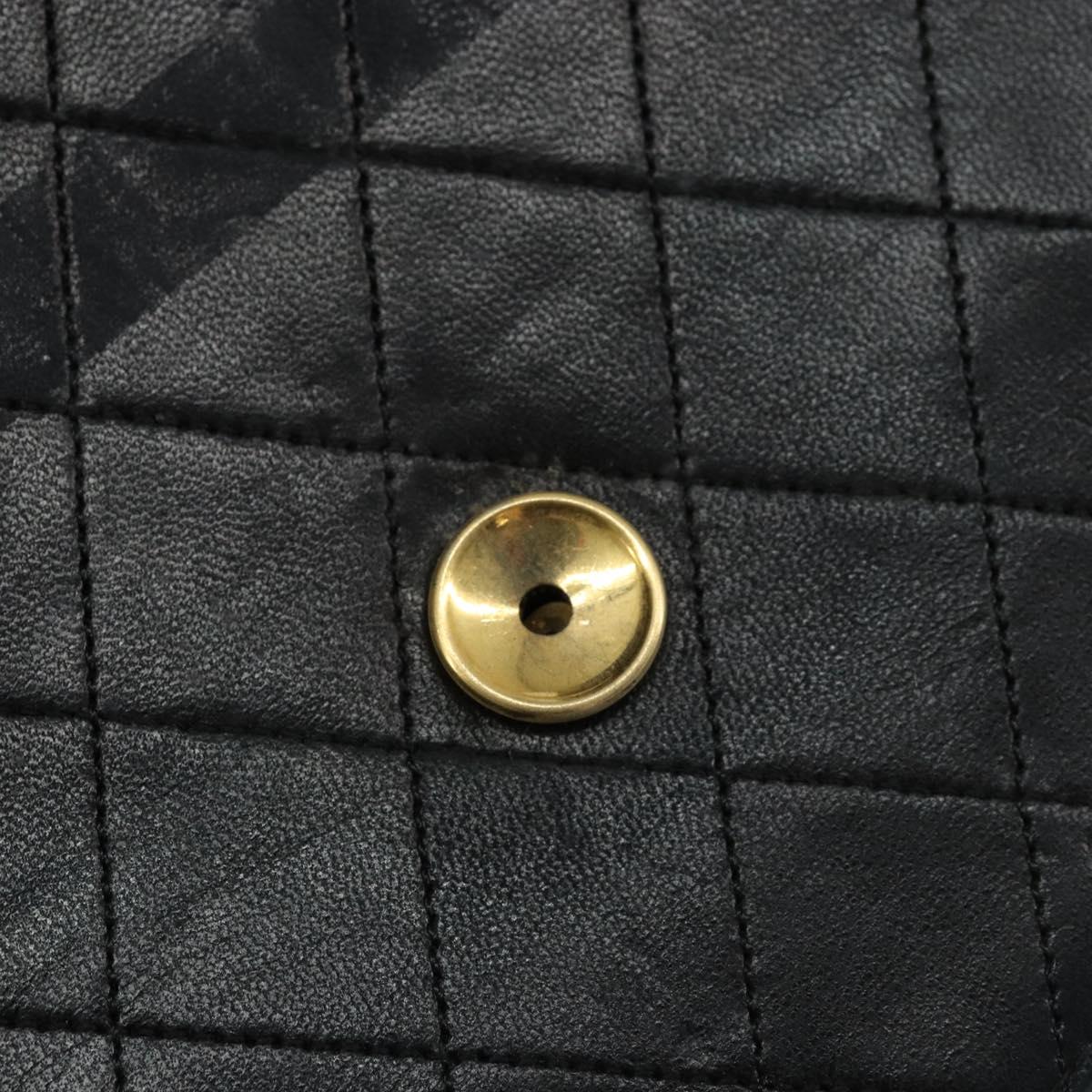 CHANEL Matelasse Chain Shoulder Bag Lamb Skin Black Gold CC Auth 156050