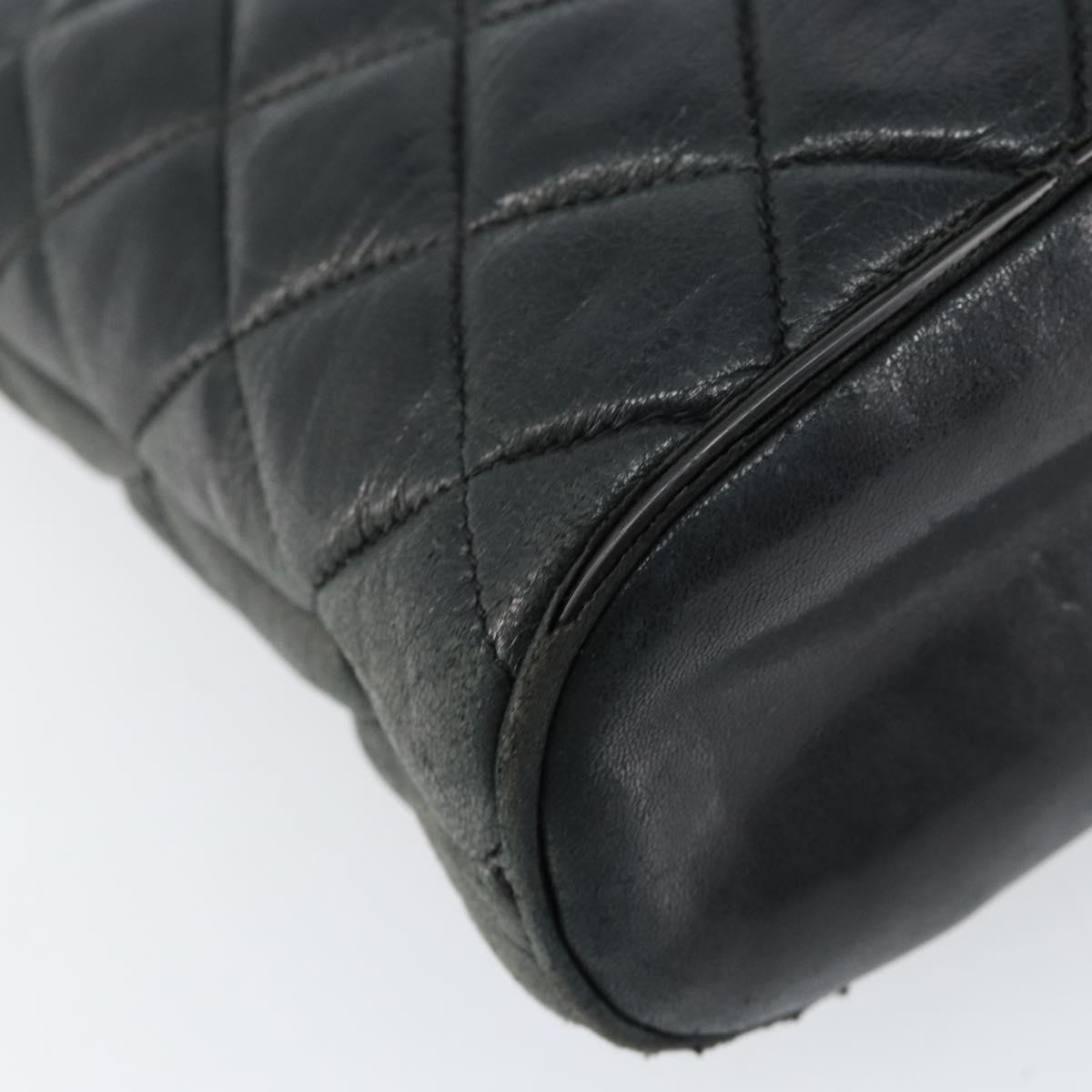 CHANEL Matelasse Chain Shoulder Bag Lamb Skin Black Gold CC Auth 156051