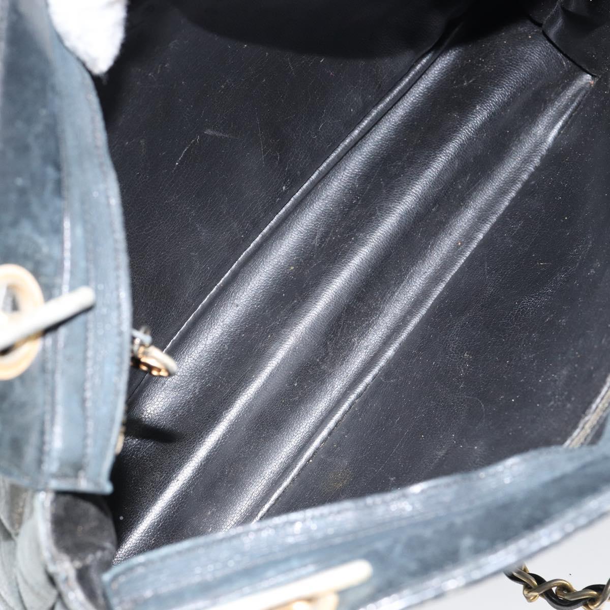 CHANEL Matelasse Chain Shoulder Bag Lamb Skin Black Gold CC Auth 156051