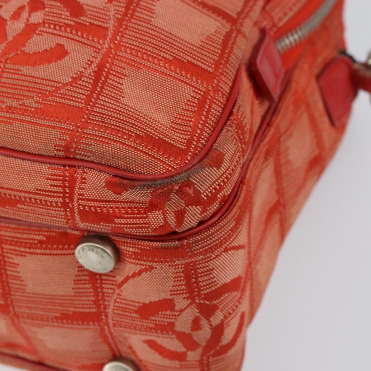 CHANEL New Travel line Hand Bag Nylon Red Silver CC Auth 156052