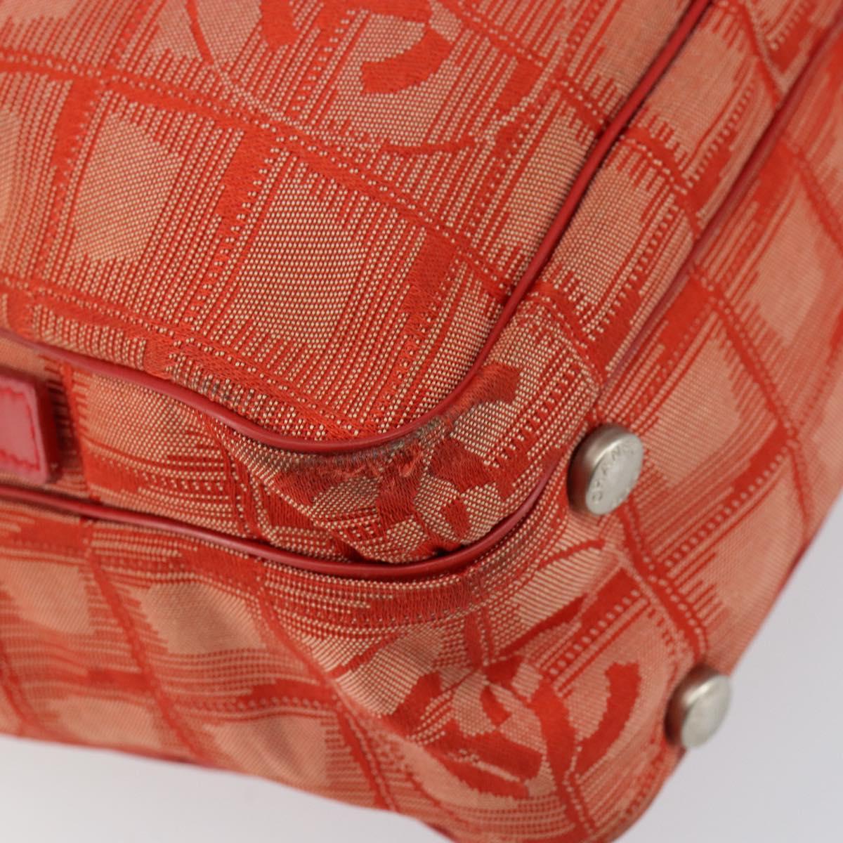 CHANEL New Travel line Hand Bag Nylon Red Silver CC Auth 156052
