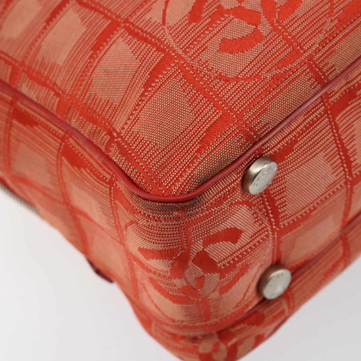 CHANEL New Travel line Hand Bag Nylon Red Silver CC Auth 156052
