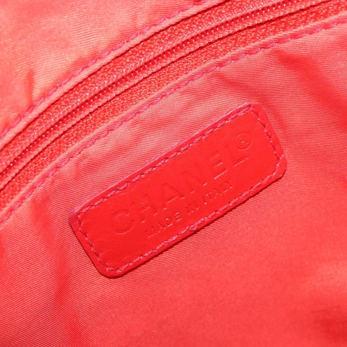 CHANEL New Travel line Hand Bag Nylon Red Silver CC Auth 156052