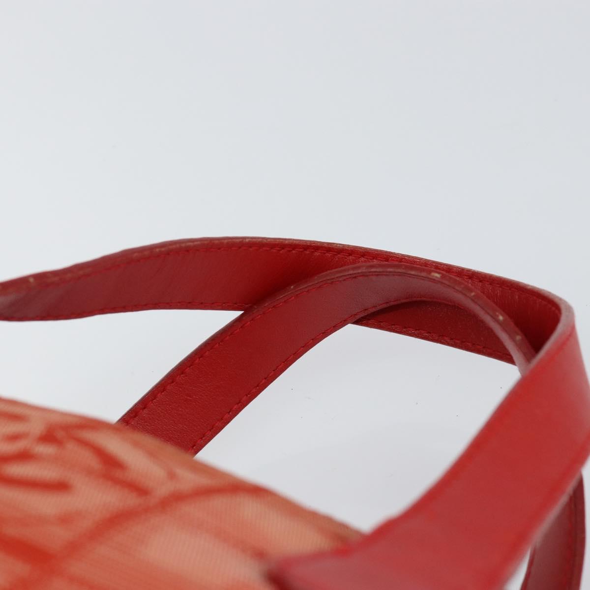 CHANEL New Travel line Hand Bag Nylon Red Silver CC Auth 156052