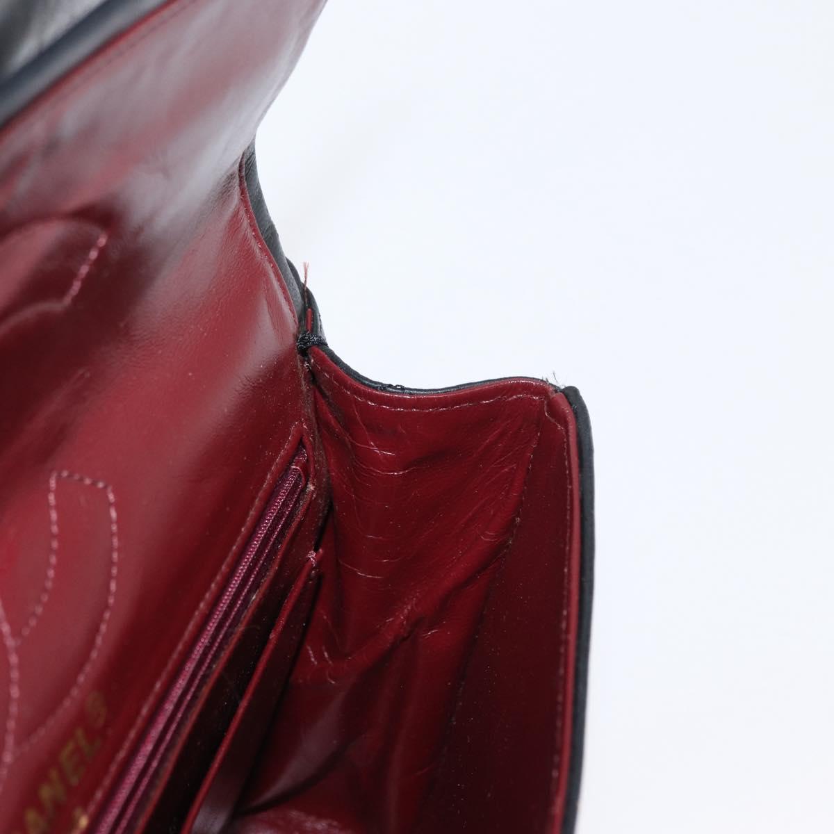 CHANEL Matelasse 25 Double Flap Paris Only Bag Lamb Skin Black CC Auth 156054