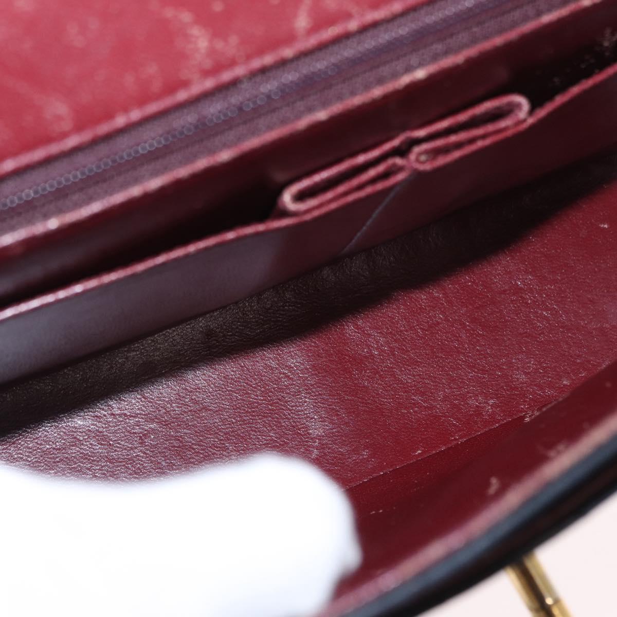 CHANEL Matelasse 25 Double Flap Chain Bag Lamb Skin Black Gold CC Auth 156055