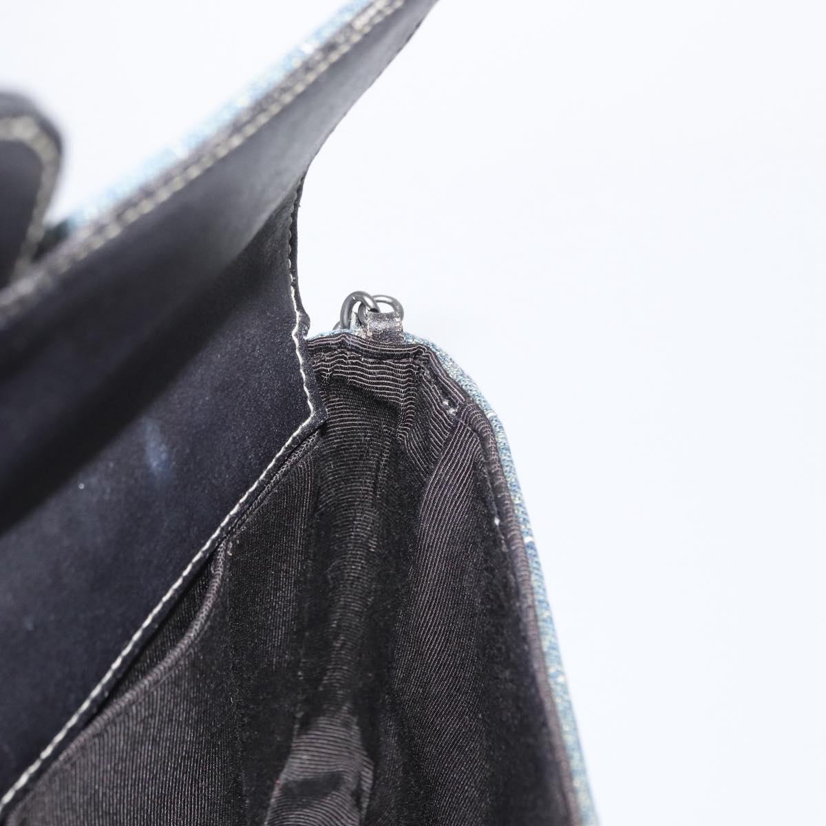 CHANEL Choco Bar Chain Shoulder Bag Denim Blue CC Auth 156057