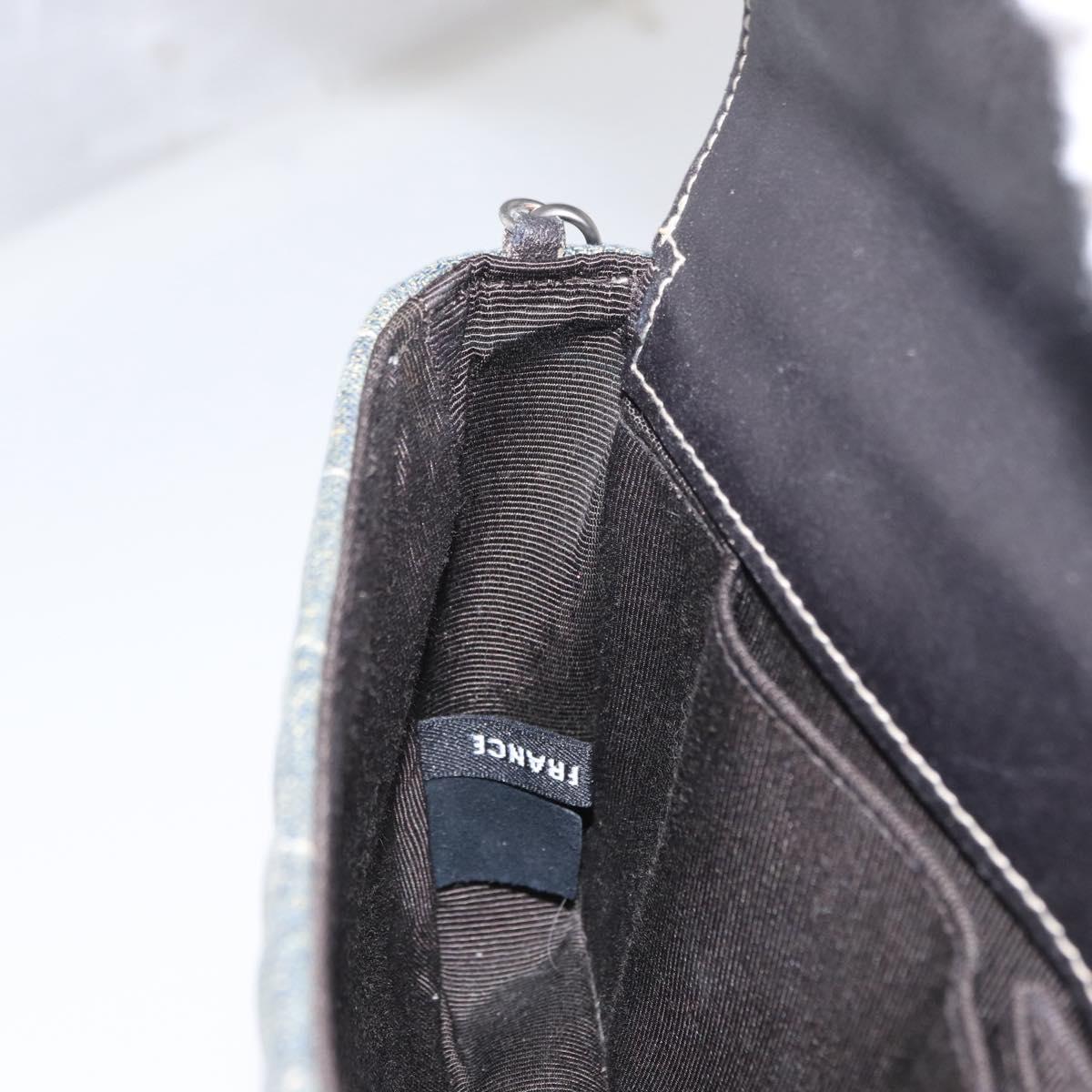 CHANEL Choco Bar Chain Shoulder Bag Denim Blue CC Auth 156057