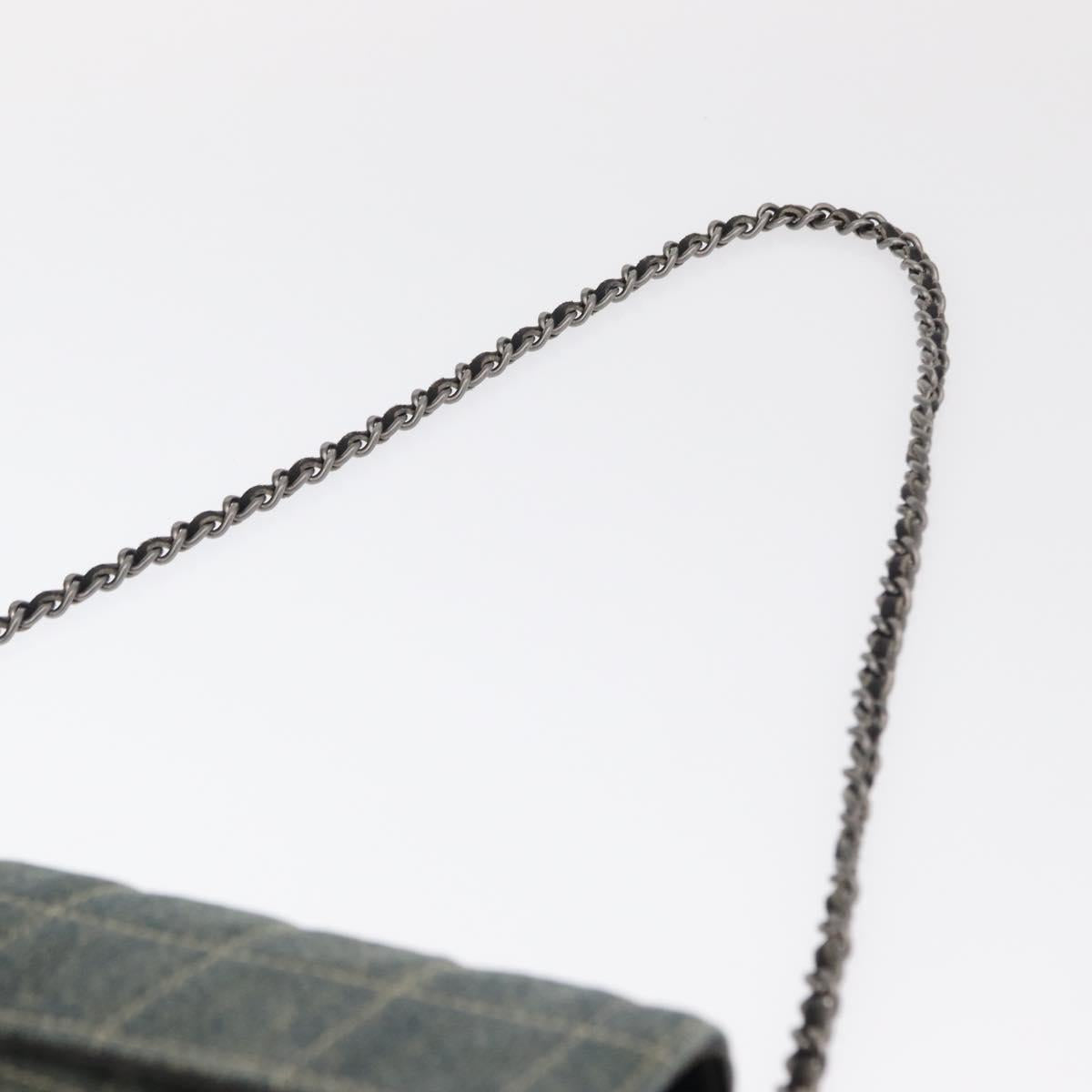 CHANEL Choco Bar Chain Shoulder Bag Denim Blue CC Auth 156057