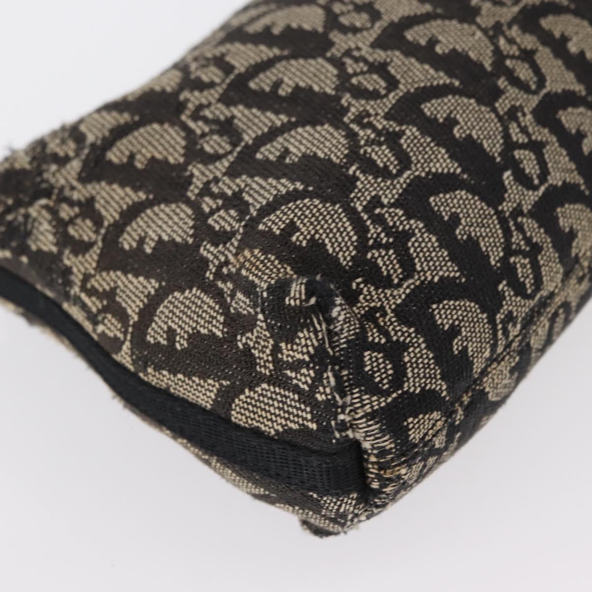 Christian Dior Trotter Canvas Accessory Pouch Black Silver Auth 156059