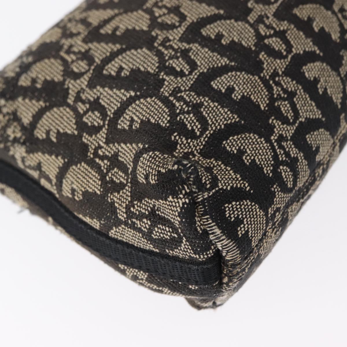 Christian Dior Trotter Canvas Accessory Pouch Black Silver Auth 156059