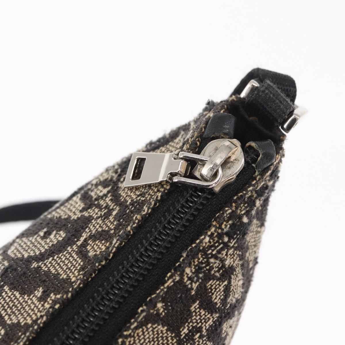 Christian Dior Trotter Canvas Accessory Pouch Black Silver Auth 156059