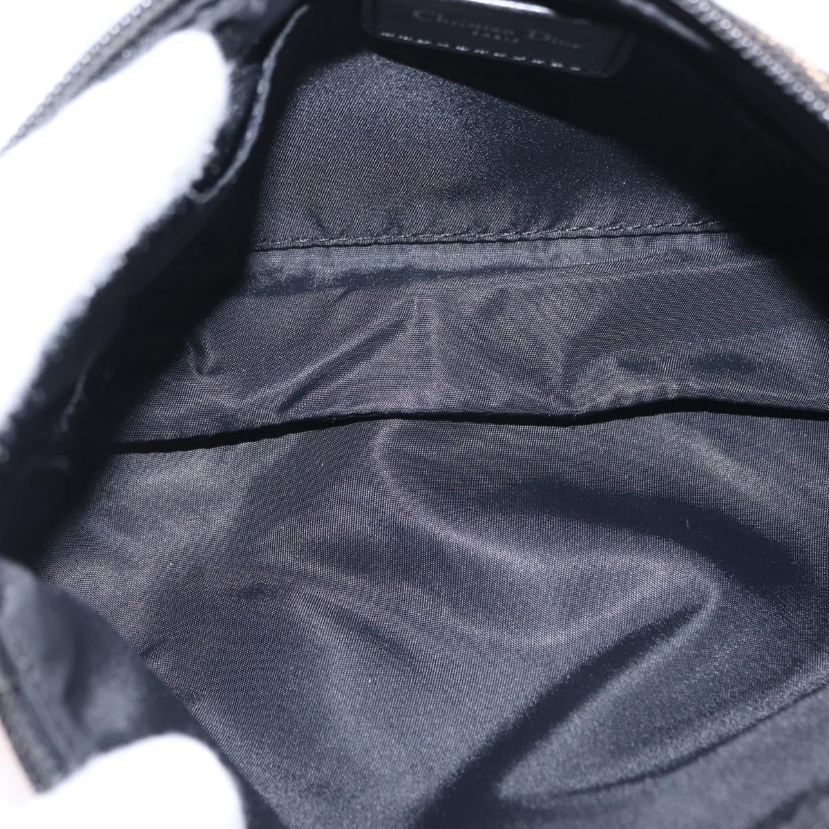 Christian Dior Trotter Canvas Accessory Pouch Black Silver Auth 156059