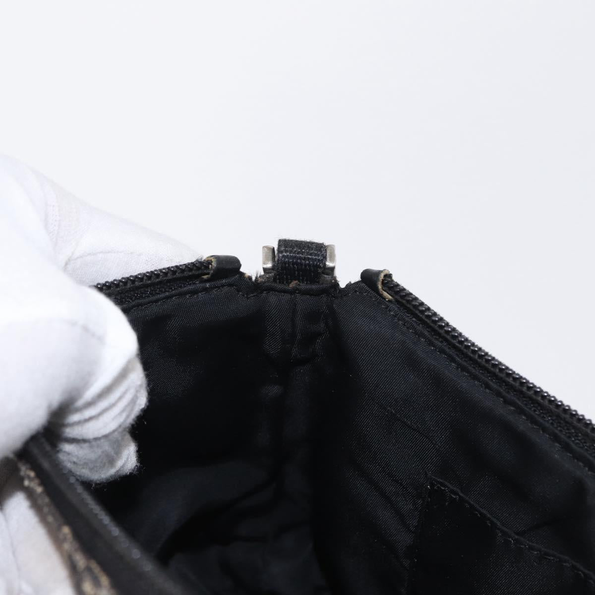 Christian Dior Trotter Canvas Accessory Pouch Black Silver Auth 156059